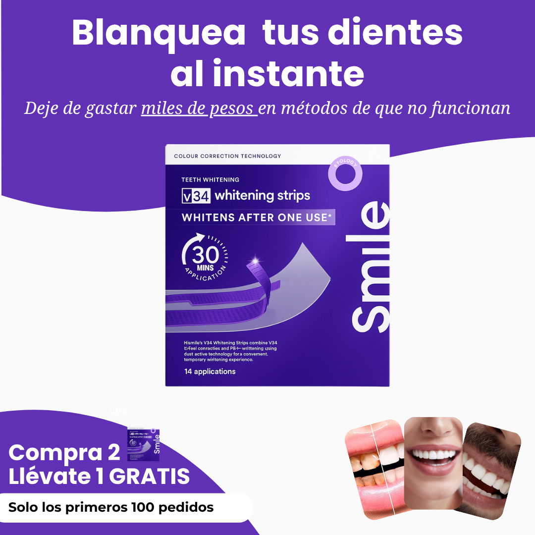 Smile V34 Tiras Blanqueadoras