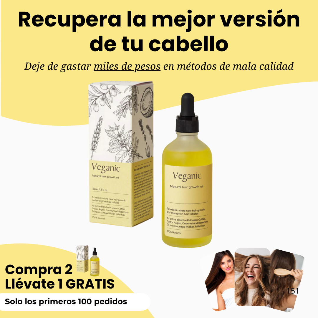 Veganic - Tratamiento de Aceite Natural para el Crecimiento del Cabello